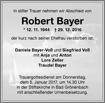 Traueranzeige von Robert Bayer von Memminger Zeitung