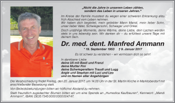Traueranzeige von Manfred Ammann von Allgäuer Zeitung, Marktoberdorf