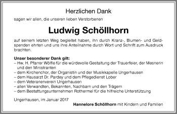 Traueranzeige von Ludwig Schöllhorn von Memminger Zeitung