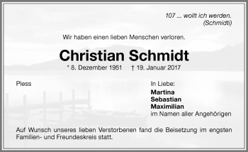 Traueranzeige von Christian Schmidt von Memminger Zeitung