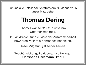 Traueranzeige von Thomas Dering von Memminger Zeitung