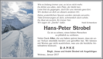 Traueranzeige von Hans-Peter Strobel von Allgäuer Zeitung,Kempten