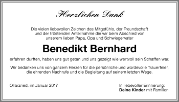 Traueranzeige von Benedikt Bernhard von Memminger Zeitung