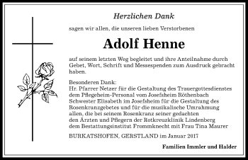 Traueranzeige von Adolf Henne von Allgäuer Zeitung
