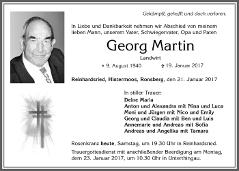Traueranzeige von Georg Martin von Allgäuer Zeitung, Marktoberdorf