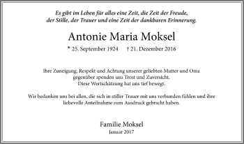 Traueranzeige von Antonie Maria Moksel von Allgäuer Zeitung, Kaufbeuren/Buchloe
