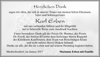 Traueranzeige von Karl Erben von Allgäuer Zeitung, Marktoberdorf