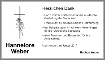 Traueranzeige von Hannelore Weber von Allgäuer Zeitung