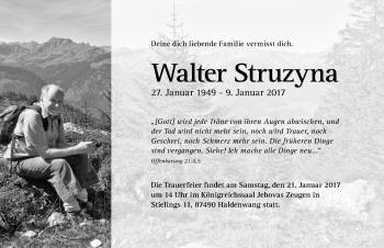 Traueranzeige von Walter Struzyna von Allgäuer Zeitung,Kempten