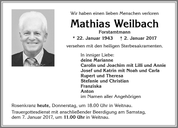 Traueranzeige von Mathias Weilbach von Allgäuer Zeitung,Kempten