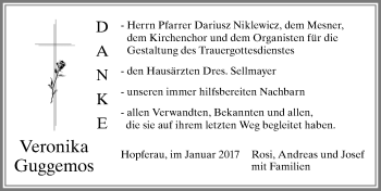 Traueranzeige von Veronika Guggemos von Allgäuer Zeitung, Füssen