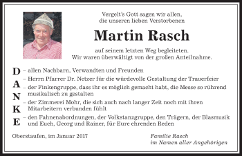 Traueranzeige von Martin Rasch von Allgäuer Anzeigeblatt