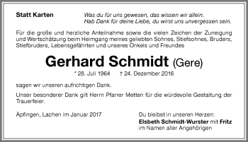 Traueranzeige von Gerhard Schmidt von Memminger Zeitung