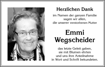 Traueranzeige von Emmi Wegscheider von Allgäuer Zeitung,Kempten