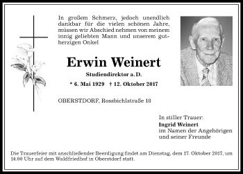 Traueranzeige von Erwin Weinert von Allgäuer Anzeigeblatt