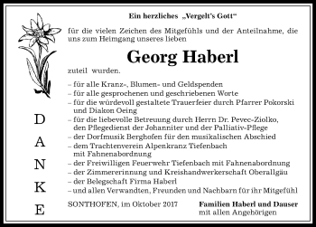Traueranzeige von Georg Haberl von Allgäuer Anzeigeblatt