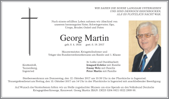 Traueranzeige von Georg Martin von Allgäuer Zeitung, Marktoberdorf