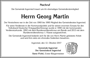 Traueranzeige von Georg Martin von Allgäuer Zeitung, Marktoberdorf