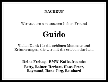 Traueranzeige von Guido  von Allgäuer Anzeigeblatt