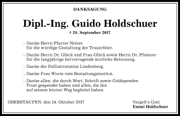 Traueranzeige von Guido Holdschuer von Allgäuer Anzeigeblatt
