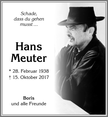 Traueranzeige von Hans Meuter von Allgäuer Zeitung,Kempten