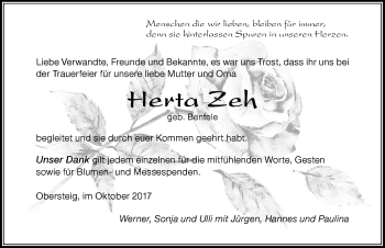 Traueranzeige von Herta Zeh von Der Westallgäuer