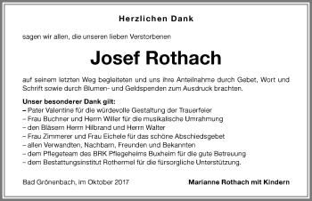 Traueranzeige von Josef Rothach von Memminger Zeitung