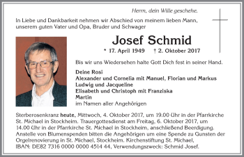 Traueranzeige von Josef Schmid von Allgäuer Zeitung