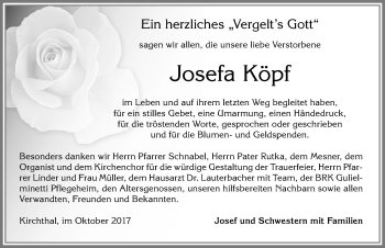 Traueranzeige von Josefa Köpf von Allgäuer Zeitung