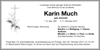 Traueranzeige von Karin Much von Memminger Zeitung