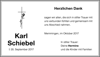 Traueranzeige von Karl Schiebel von Memminger Zeitung