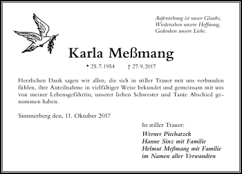 Traueranzeige von Karla Meßmang von Der Westallgäuer