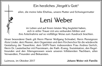 Traueranzeige von Leni Weber von Allgäuer Zeitung, Füssen