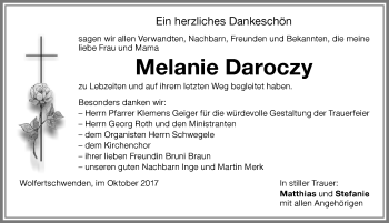 Traueranzeige von Melanie Daroczy von Memminger Zeitung