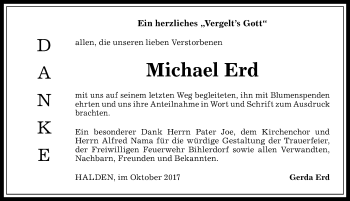 Traueranzeige von Michael Erd von Allgäuer Anzeigeblatt