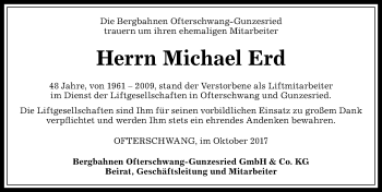Traueranzeige von Michael Erd von Allgäuer Anzeigeblatt