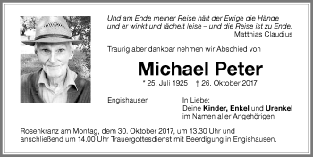 Traueranzeige von Michael Peter von Allgäuer Zeitung