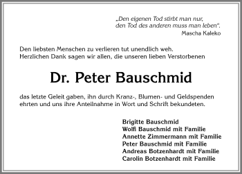 Traueranzeige von Peter Bauschmid von Allgäuer Zeitung,Kempten