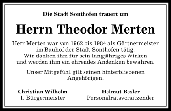 Traueranzeige von Theodor Merten von Allgäuer Anzeigeblatt
