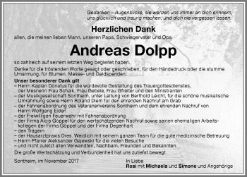 Traueranzeige von Andreas Dolpp von Memminger Zeitung
