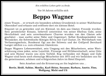 Traueranzeige von Beppo Wagner von Allgäuer Anzeigeblatt