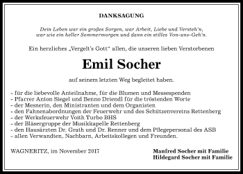 Traueranzeige von Emil Socher von Allgäuer Anzeigeblatt