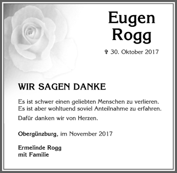 Traueranzeige von Eugen Rogg von Allgäuer Zeitung, Marktoberdorf