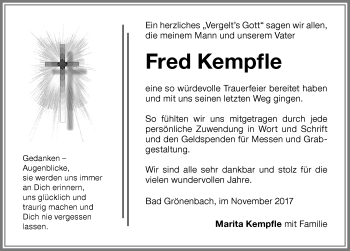 Traueranzeige von Fred Kempfle von Memminger Zeitung