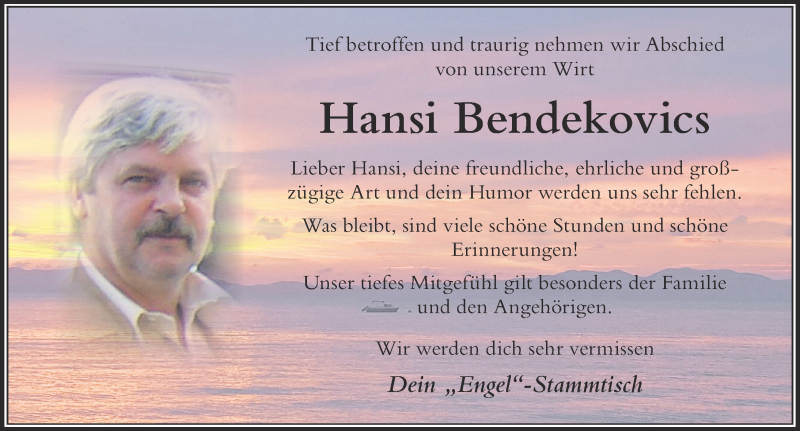  Traueranzeige für Hansi Bendekovics vom 23.11.2017 aus Der Westallgäuer