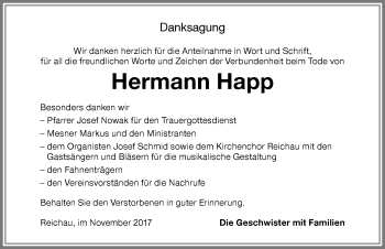 Traueranzeige von Hermann Happ von Memminger Zeitung