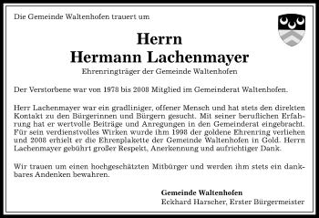 Traueranzeige von Hermann Lachenmayer von Allgäuer Zeitung