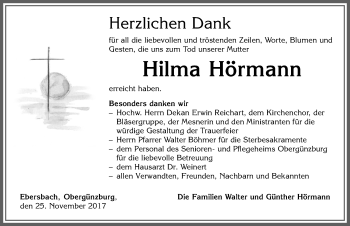 Traueranzeige von Hilma Hörmann von Allgäuer Zeitung, Marktoberdorf