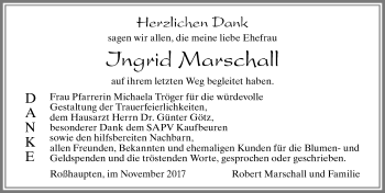 Traueranzeige von Ingrid Marschall von Allgäuer Zeitung, Füssen