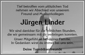 Traueranzeige von Jürgen Linder von Allgäuer Zeitung, Füssen